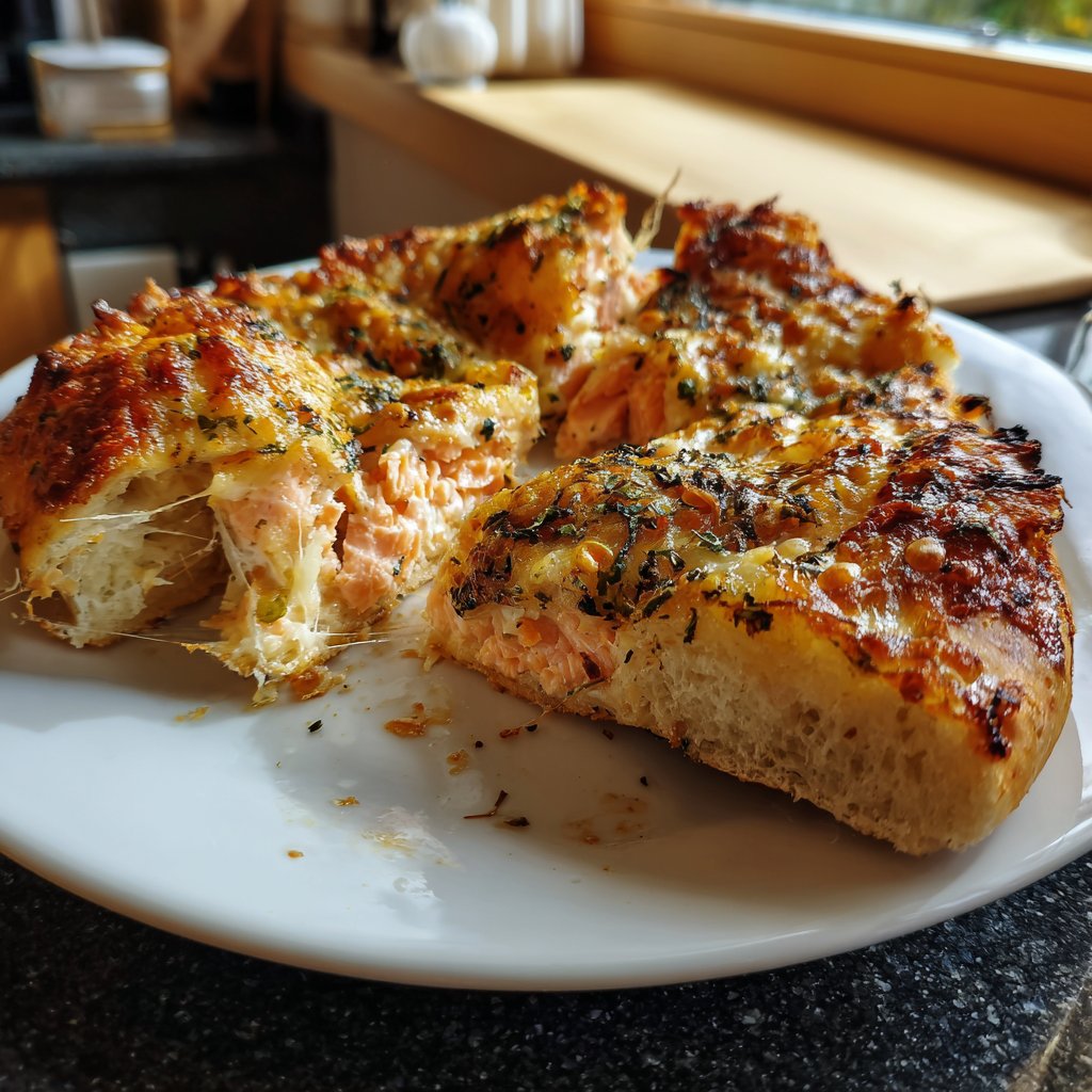 Pizza mit Lachs und Crème fraîche