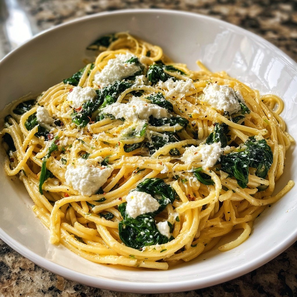 Spaghetti mit Spinat und Ricotta