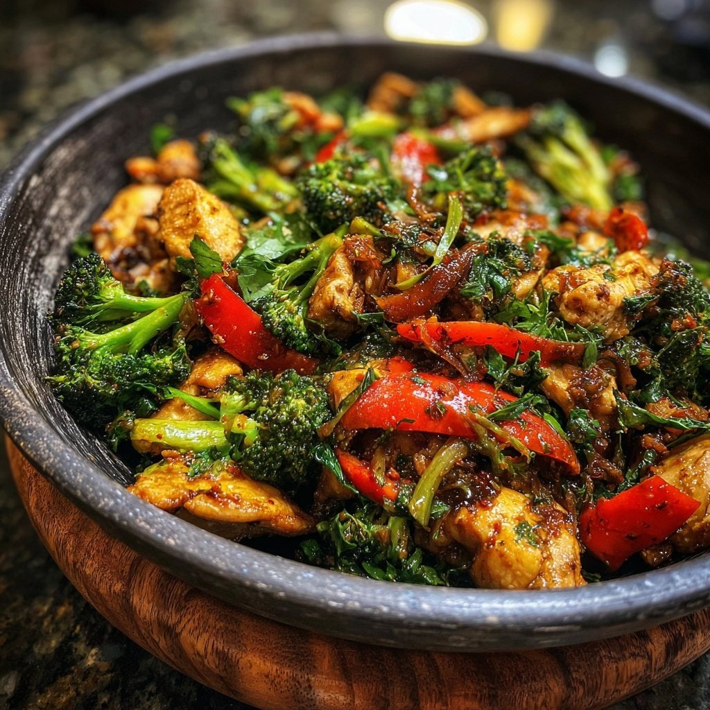 Kalorienarme Hähnchenpfanne Mit Brokkoli Und Paprika