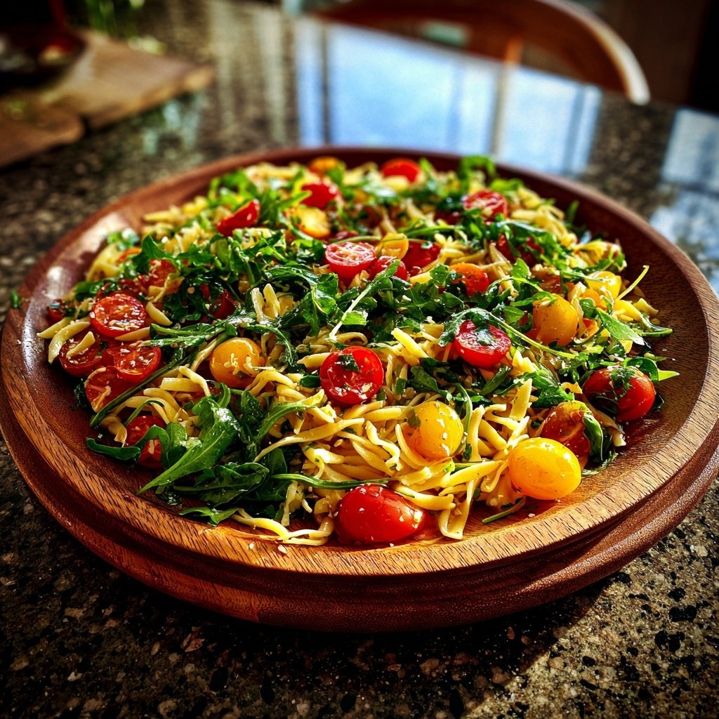 Mediterraner Nudelsalat Mit Rucola